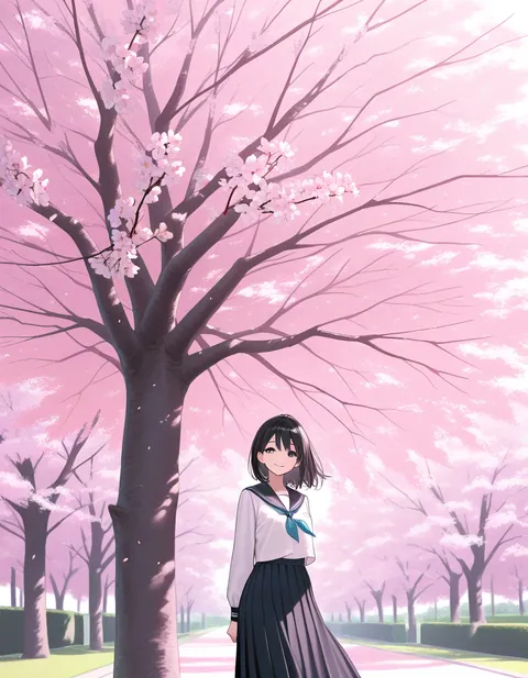 桜の重み1.4。桜の木が画面の中心に来て人物が小さくなった